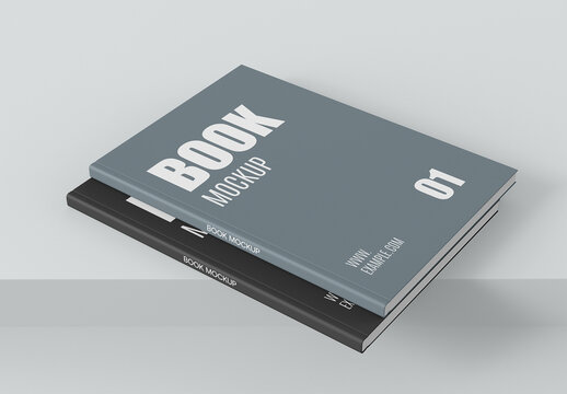 Editable Two Isolated Book Mockups PSD