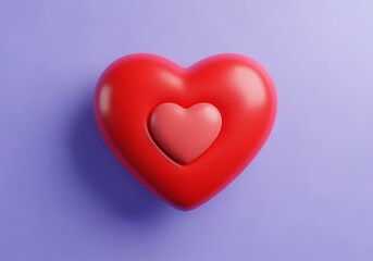Obraz premium A large red heart with a smaller one inside on purple background
