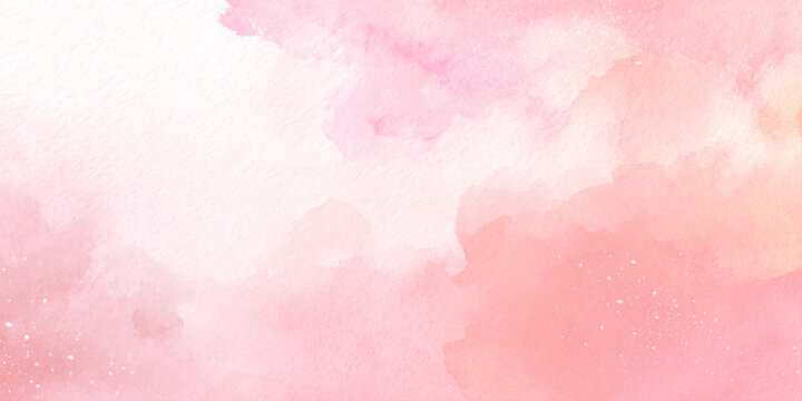 Abstract beautiful decorative and lovely soft pink watercolor texture background design summer winter pattern clouds backdrop pink color bright watercolor.