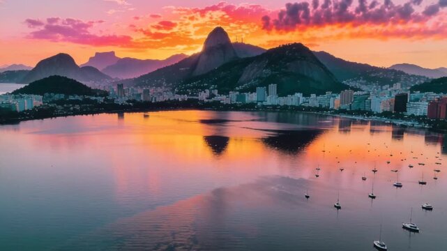 sunset lagoon rodrigo de freitas rio de janeiro brazil timelapse video