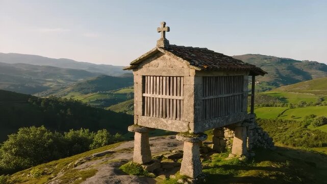 traditional stone espigueiro portuguese granary in the rural village of friaes tras-os-montes portugal video