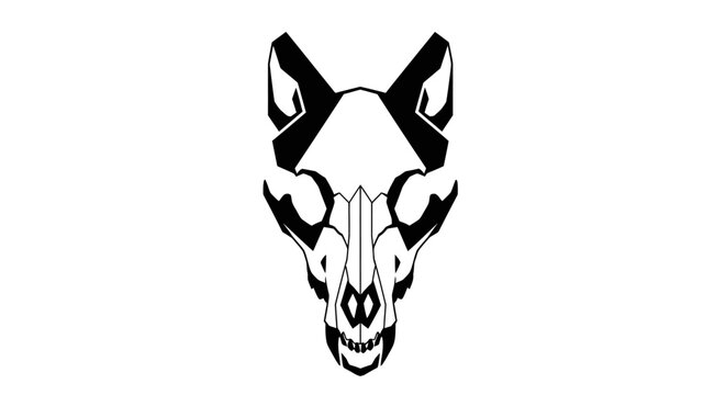 Black and White Deer Skull Illustration.