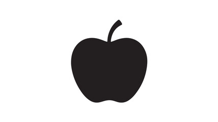 Fototapeta premium Black Apple Silhouette in Simple Flat Design on White Background for Graphic Element
