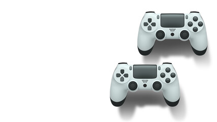 Wireless gaming controllers flying in air isolated on white background, symbolizing gaming technology concept © Vasyl Onyskiv