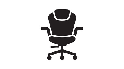 Office chair in modern minimalist design with sleek black silhouette and five-star base on white background for furniture catalog