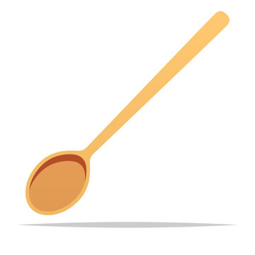 Long handle wooden spoon vector isolated illustration