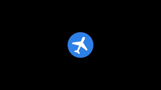 Flight mode on and off animation isolated on black background