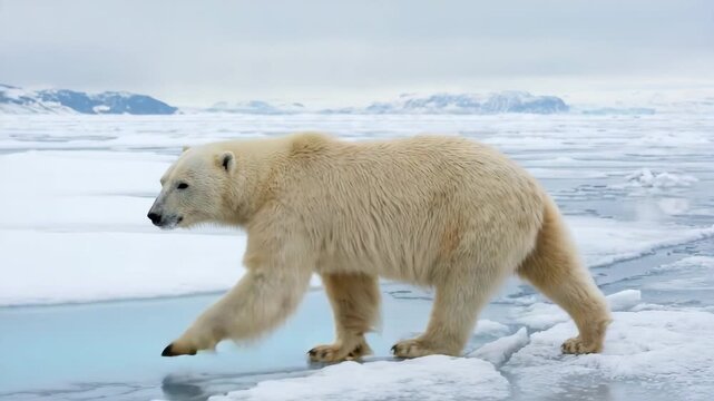 polar bear ursus maritimus walking on sea ice northeast greenland video