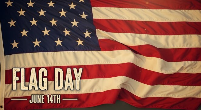 Flag day june 14th celebrating the adoption of the united states flag