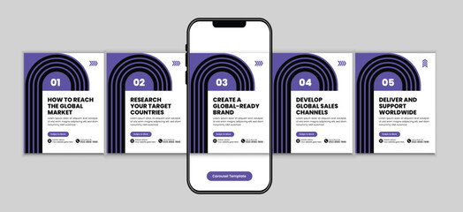 Global Brand Growth Strategy Social Media Carousel Template for International Marketing Business Expansion and Corporate Consulting © holylayer