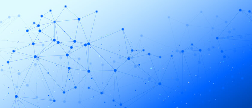 Light Blue Technology Background with Connected Dots and Network Structure