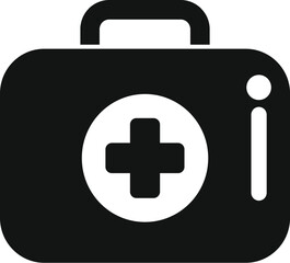 Obraz premium Medical briefcase icon featuring a white cross for first aid and health