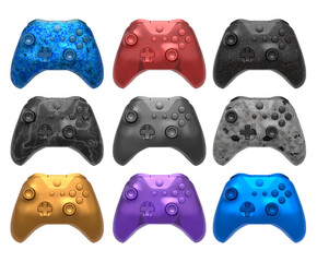 Collection of gaming controllers isolated on white background with clipping path © Vasyl Onyskiv