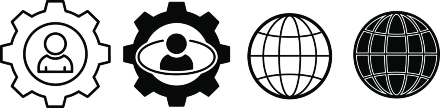 Icons representing global connectivity and industrial integration