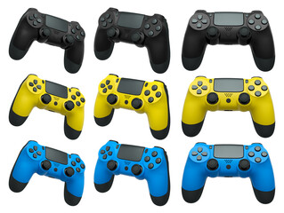 Collection of gaming controllers isolated on white background with clipping path © Vasyl Onyskiv