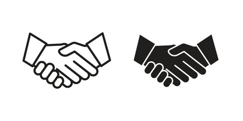 Obraz premium Handshake icon - editable stroke vector illustration eps10.