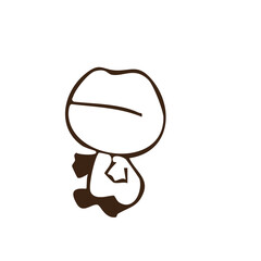 Obraz premium Cute teddy bear cartoon character sitting alone happily