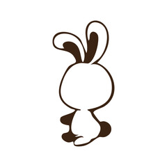 Obraz premium Cute brown bunny cartoon character sitting alone