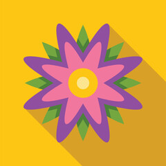 Stylized floral icon with flat design and long shadow conveying nature and simplicity
