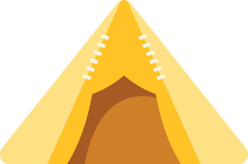 Yellow teepee tent icon with a triangular shape on a white background © anatolir