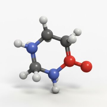 Molecular Structure of Orotic Acid - A Detailed 3D Representation.