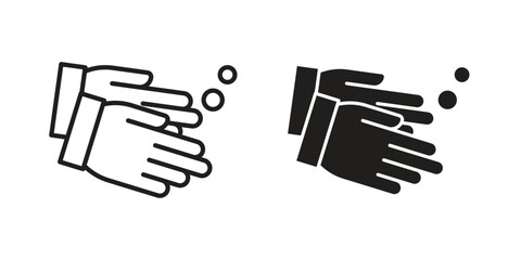 Fototapeta premium Wash your hands icon - editable stroke vector illustration eps10.