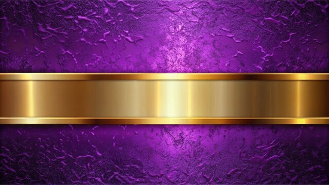 Luxurious Purple Textured Background with Golden Metallic Band for Elegant Designs and Presentations