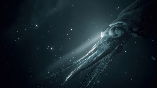 Deep Sea Squid Bioluminescent Creature