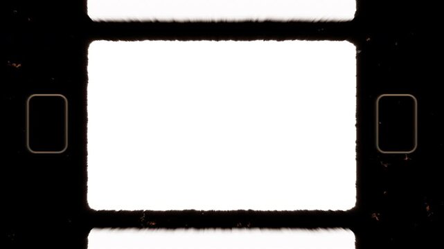 Retro film frame, double sprocket holes, vertical cinematic border, super 35mm aesthetic, nostalgic video texture, old analog look