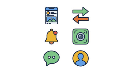 Smartphone Communication And Sync Arrows With Messaging Screens © Deni