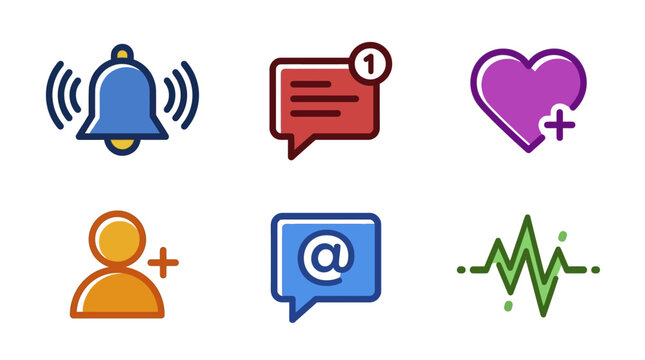 Notification Alert Message Bubble Favorite Heart And User Contact With Signal Activity