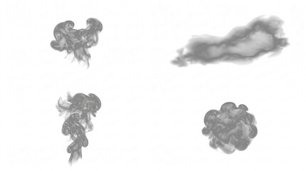 dynamic wisps of white smoke swirl upwards in a natural, organic flow against a stark transparent background, captured in a high-resolution 3d render.