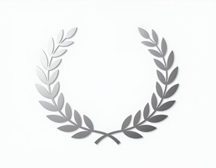 Elegant Silver Laurel Wreath Icon Symbolizing Victory Achievement Honor and Success with Subtle Gradient Shading on White Background