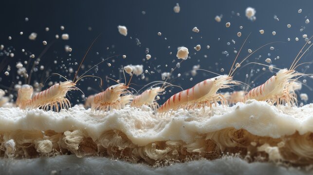 Closeup of Springtails on Moss Surface
