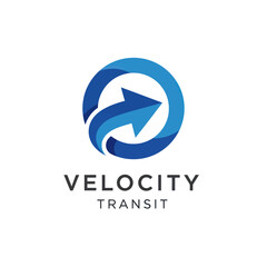 Blue Arrow Logo in Circular Motion.