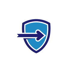 Blue Shield with Dark Blue Arrow.