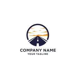 Road Logo Design Template with Sky.