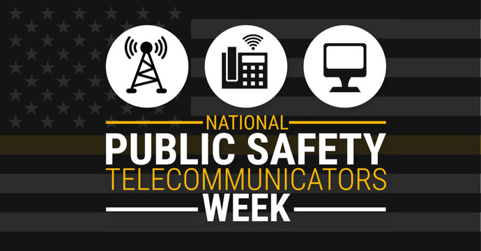 National Public Safety Telecommunicators Week or dispatcher appreciation week background, banner or poster design.