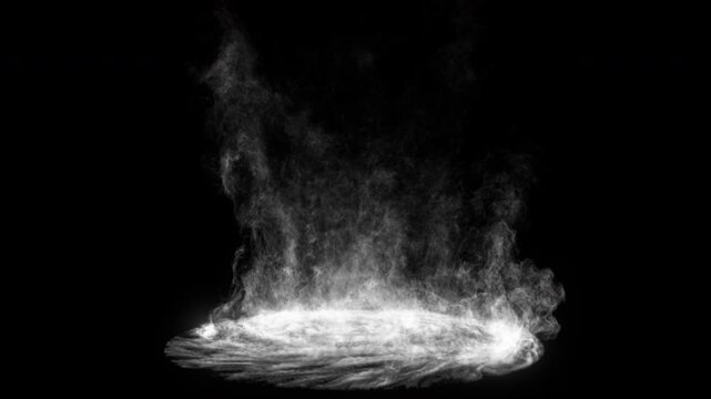 Abstract white energy vortex with mystical smoke and particles isolated for video editing