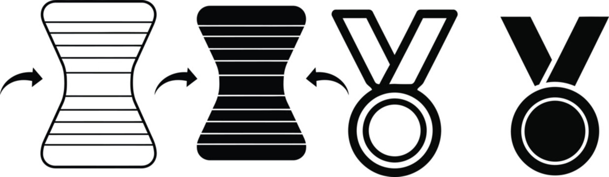 Evolution of a medal design from outline to solid