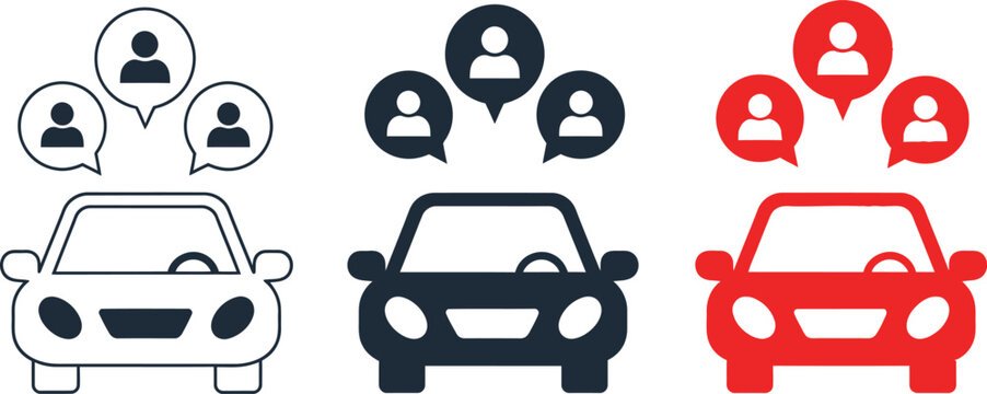 Car sharing and ride hailing service icons