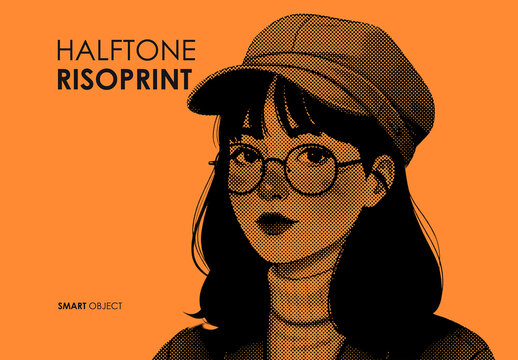 Halftone Risoprint Photo Effect