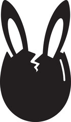Obraz premium Black Cracked Easter Egg Bunny Ears Easter Holiday Vector Illustration