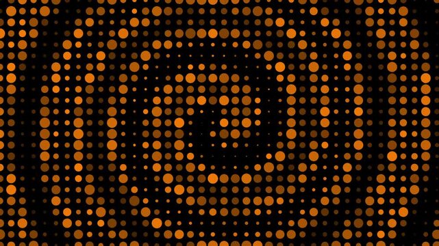 Digital dots spiral pattern loop abstract background orange