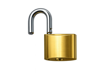 Naklejka premium Open padlock, golden brass security lock providing safety and access, symbol of freedom, solution, and data protection