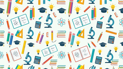 Creative School Supplies Learning Pattern Vector