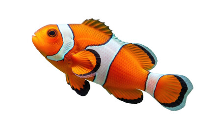 Isolated clownfish swims alone, marine aquarium, fish, orange fish, sea, underwater life