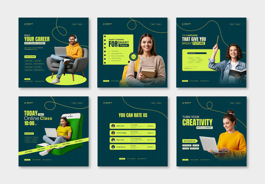 Professional Online Course Instagram Post and Social Media Banner Template