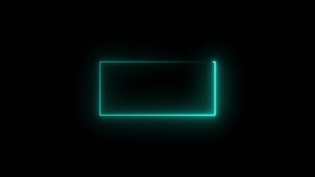 Glowing neon cyan rectangle border animation. Rectangle frame background. 4k video 