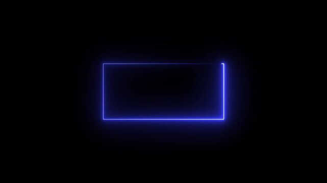 Glowing neon blue rectangle border animation. Rectangle frame background. 4k video 